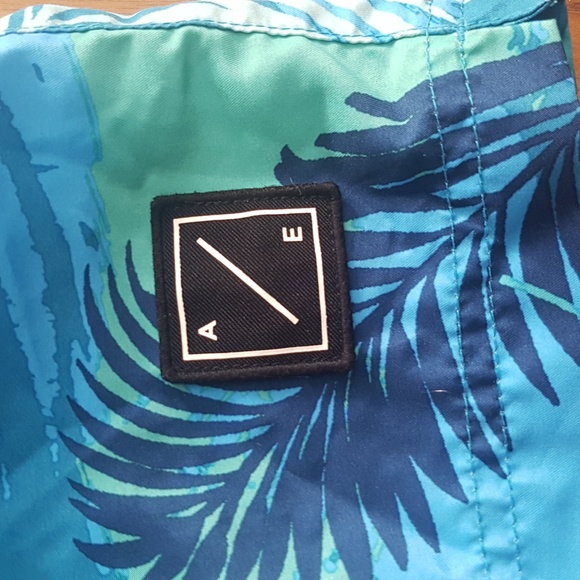 American Eagle Outfitters Men's Teal Palm Print Swim Board Shorts Size S - Picture 2 of 16